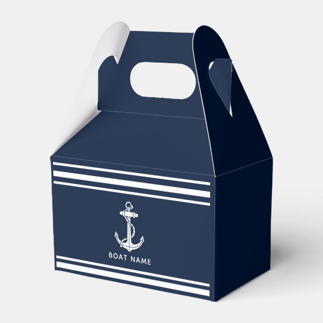 Custom Boat Anchor and Name Nautical Favor Boxes (Back Side)