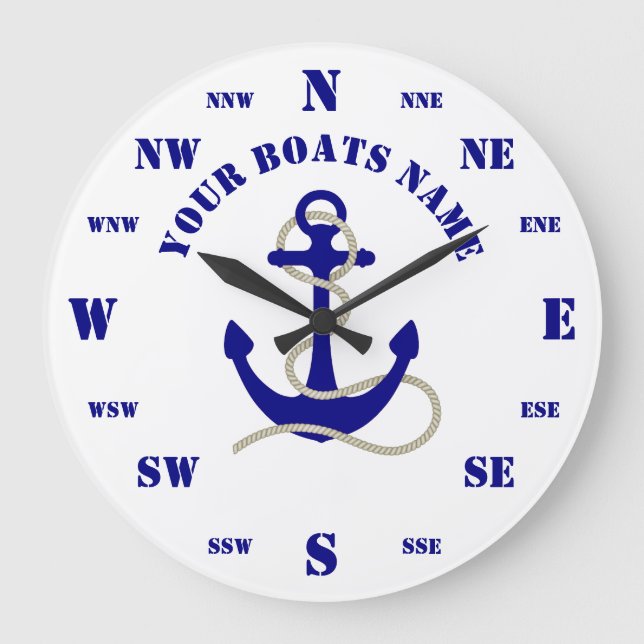 Custom boat anchor large clock (Front)