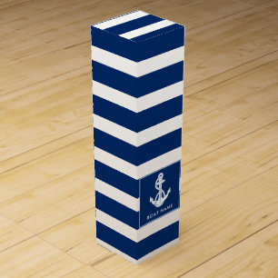 Custom Boat Anchor Name Nautical Coastal Wine Box