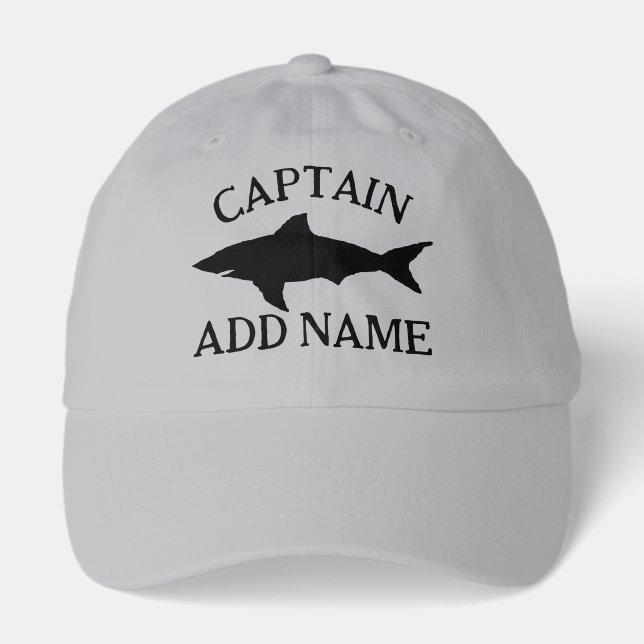 Custom boat captain hat with shark logo for fisher (Front)
