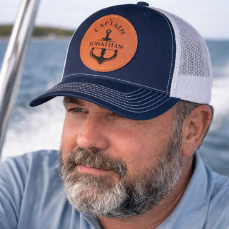 Custom Boat Captain Leather Patch Hat