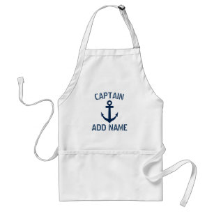 Custom boat captain name anchor BBQ apron for men