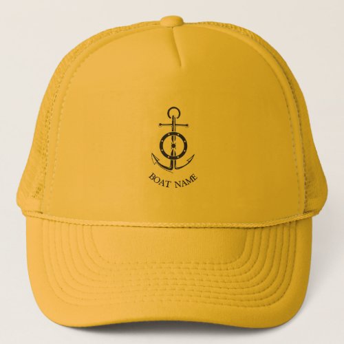 Custom boat captain name navy anchor shirt trucker hat