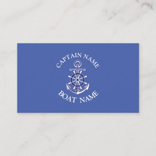 Custom boat captain name navy Business Card