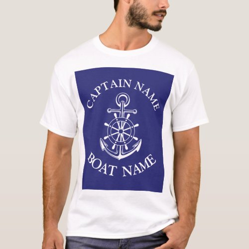 Custom boat captain name navy nautical sailor butt T_Shirt