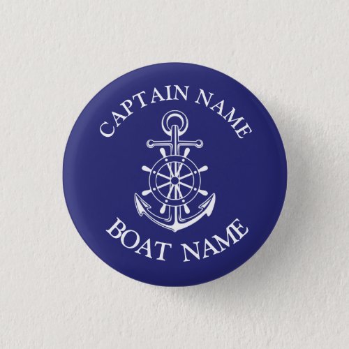 Custom boat captain name navy nautical sailor button