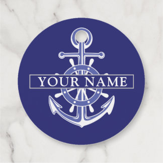 Custom boat captain name navy nautical sailor favor tags