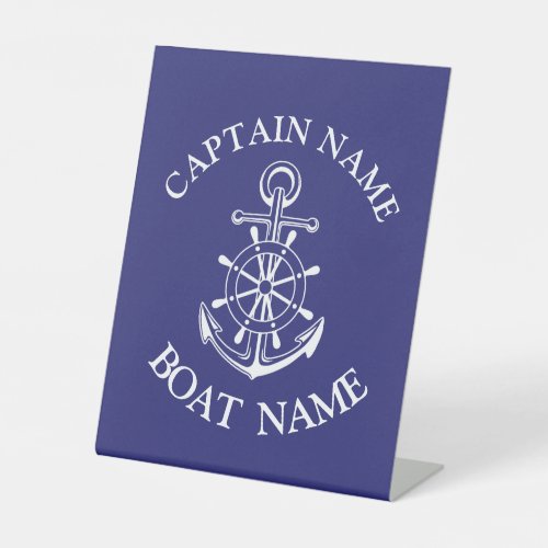 Custom boat captain name navy nautical sailor  pedestal sign