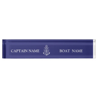 Custom boat captain name navy nautical sailor sail desk name plate