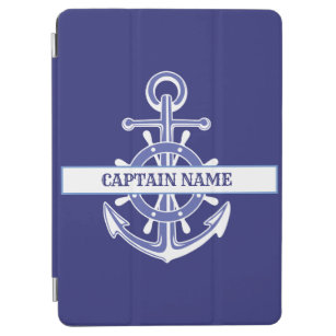 Custom boat captain name navy nautical sailor sail iPad air cover