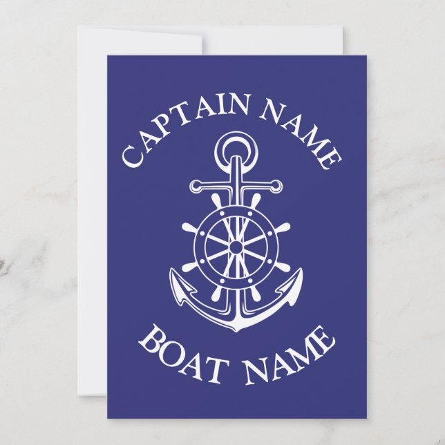 Custom boat captain name navy nautical sailor  save the date (Front)