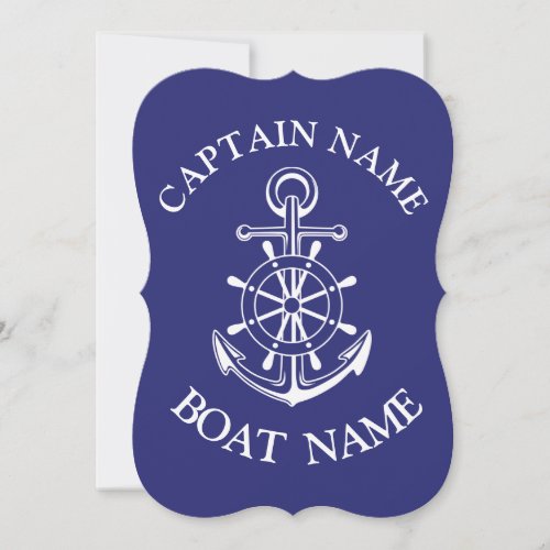 Custom boat captain name navy sailor  invitation