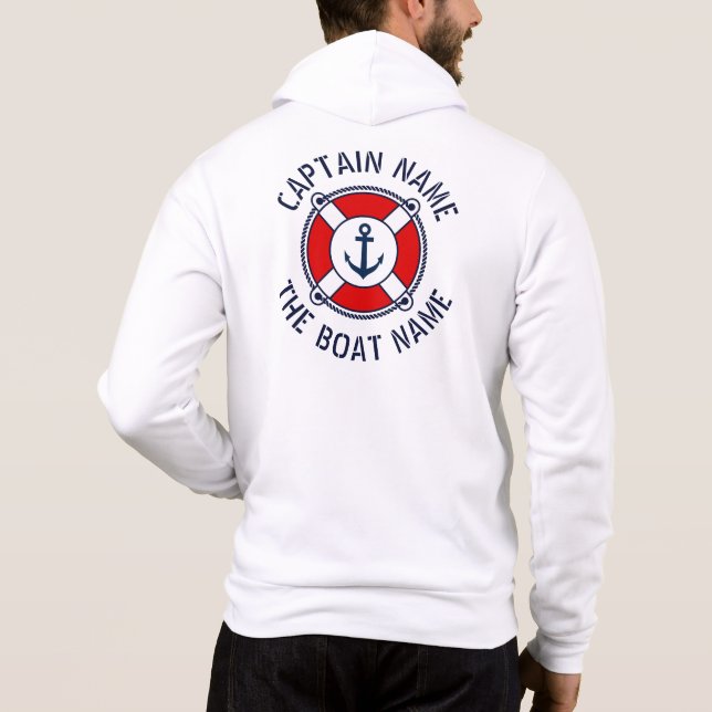 Custom boat captain name sailing hoodie for sailor (Back)