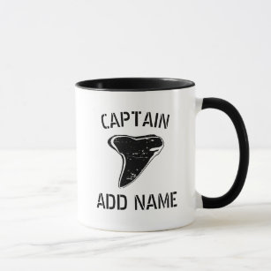 Custom boat captain name shark tooth coffee mug