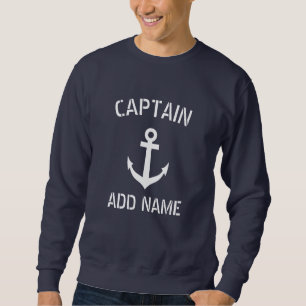 Custom boat captain navy blue nautical anchor sweatshirt