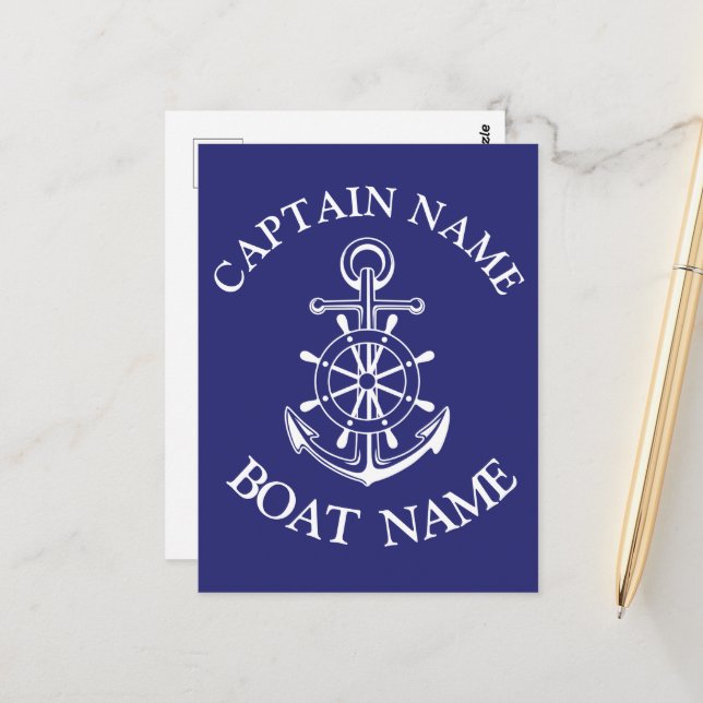 Custom boat captain navy Postcard (Front/Back In Situ)