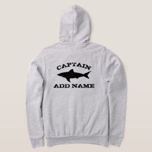 Custom boat captain zipper hoodie with shark logo