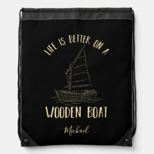 Custom Boat Modern Nautical Swag Drawstring Bag