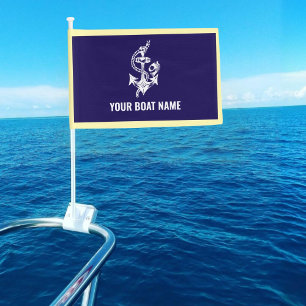 Custom Boat Name Anchor Blue Nautical for Boats Car Flag