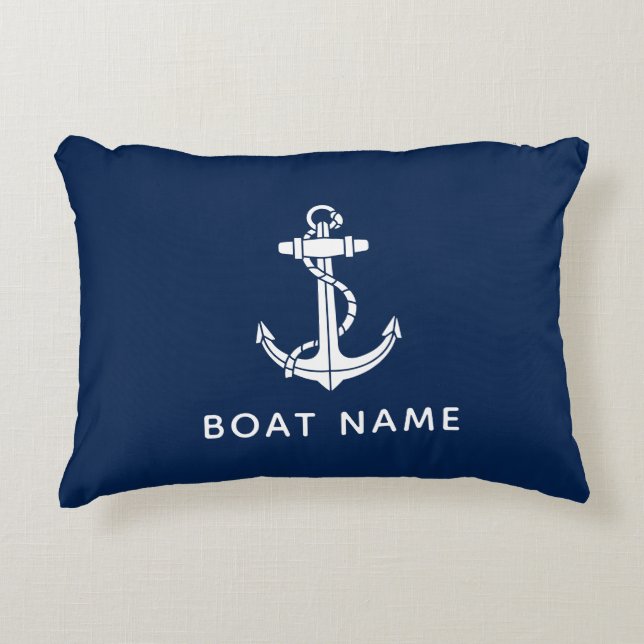 Custom Boat Name Anchor Minimalist Modern Accent Pillow (Front)