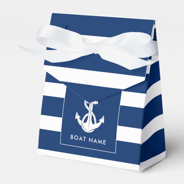 Custom Boat Name Anchor Nautical Coastal Favor Boxes (Front Side)