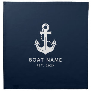 Custom Boat Name and Established Year Style Cloth Napkin