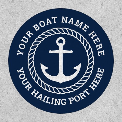 Custom boat name and hailing port anchor and rope patch