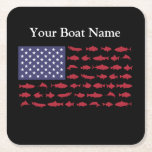 Custom Boat Name Can Cooler Square Paper Coaster