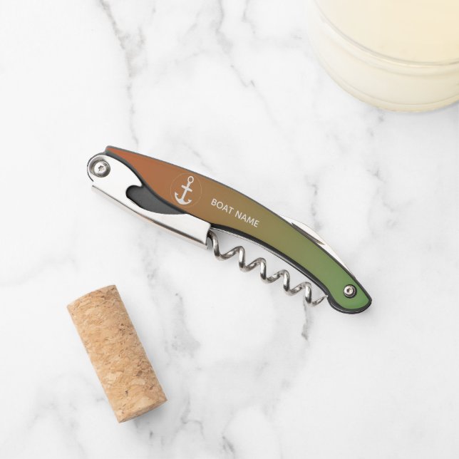 Custom Boat Name Decal Personalized Vinyl Text Waiter's Corkscrew (Front)
