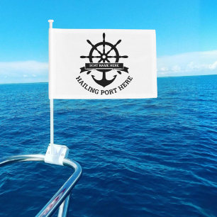 Custom Boat Name & Hailing Port Nautical Anchor Car Flag