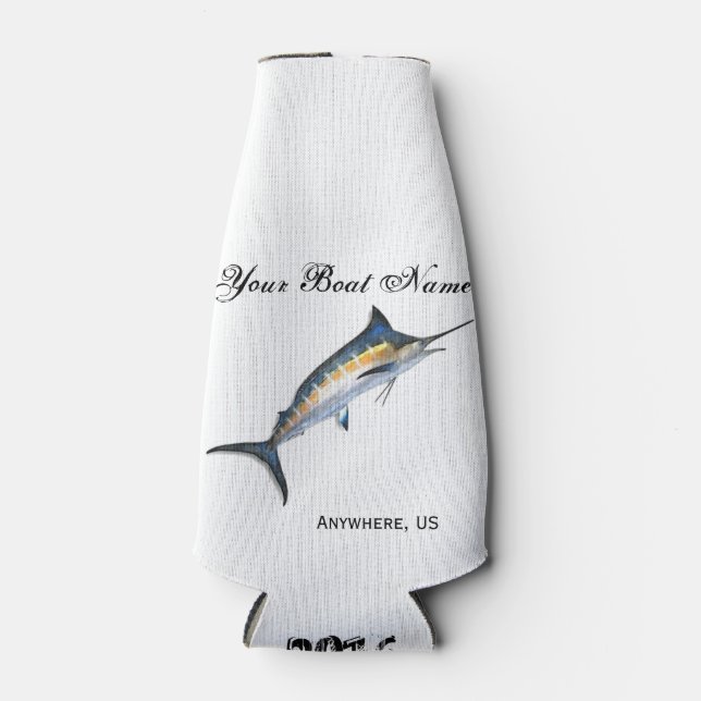 Custom Boat Name Marlin Bottle Cooler (Front)