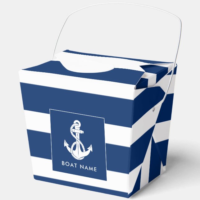 Custom Boat Name Nautical Anchor Coastal Favor Boxes (Front)