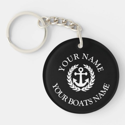 Custom boat name nautical anchor keychain