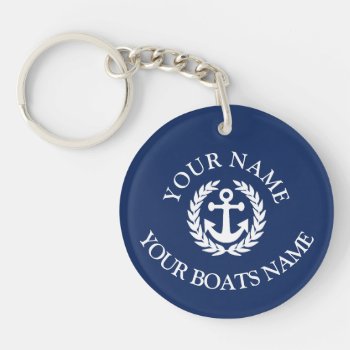 Custom Boat Name Nautical Anchor Keychain by customizedgifts at Zazzle