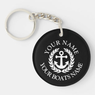 Custom boat name nautical anchor keychain