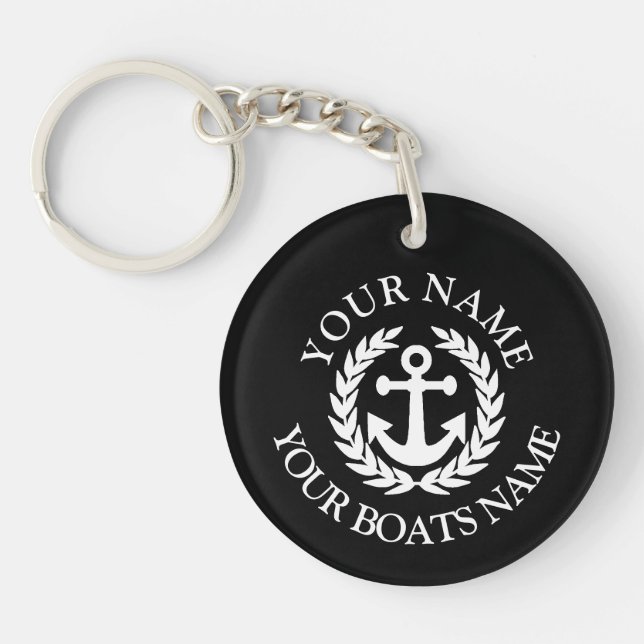 Custom boat name nautical anchor keychain (Front)