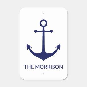 Custom Boat name nautical anchor navy minimalist Metal Sign
