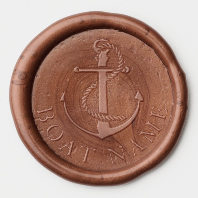 Custom Boat Name Nautical Anchor Wax Seal Sticker (Front)