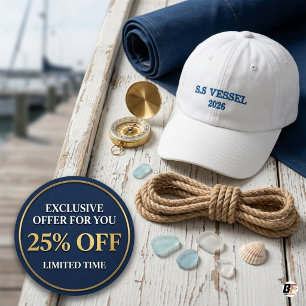 Custom Boat Name Nautical Yacht Minimalist Embroidered Baseball Cap