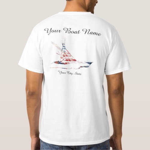 Custom Boat Name patriotic Sport fishing Boat T_Shirt