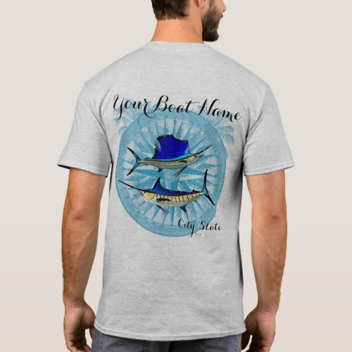 Custom Boat Name Sailfish and Marlin shirt