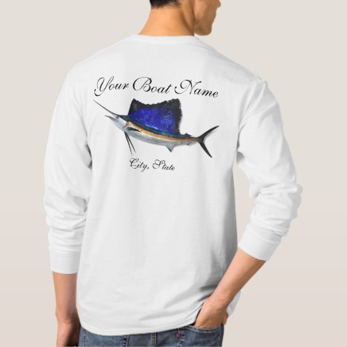 Custom Boat Name Sailfish Fishing T_Shirt