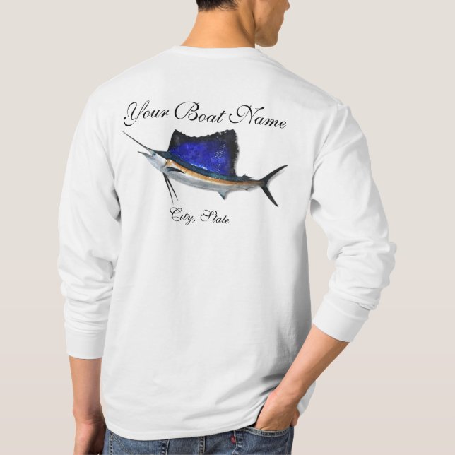 Custom Boat Name Sailfish Fishing T-Shirt (Back)