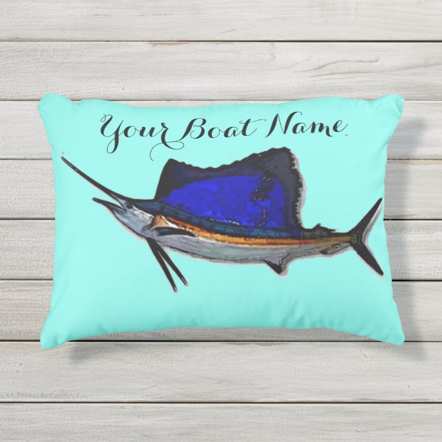 Custom Boat Name Sailfish Pillow (Front)