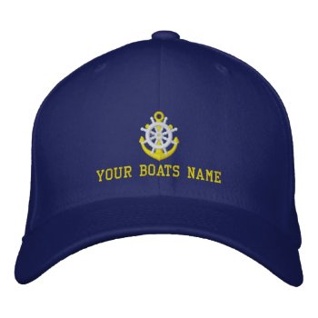 Custom Boat Name Sailing Embroidered Baseball Cap by customthreadz at Zazzle