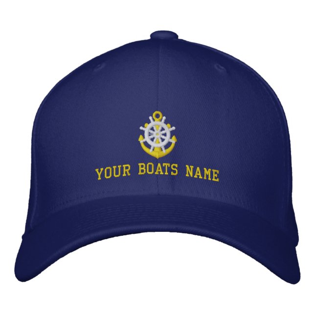 Custom boat name sailing embroidered baseball cap (Front)