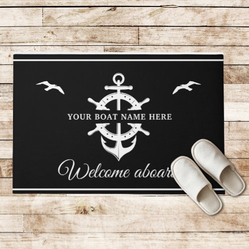 Custom Boat Name Ships Wheel Anchor Nautical Doormat