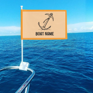 Custom Boat Name Vintage Nautical Anchor Boat & Car Flag