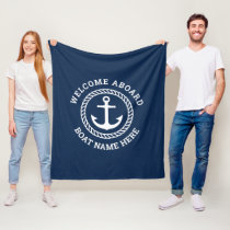 Custom boat name welcome aboard anchor and rope fleece blanket Custom boat name welcome aboard anchor and rope fleece blanket
