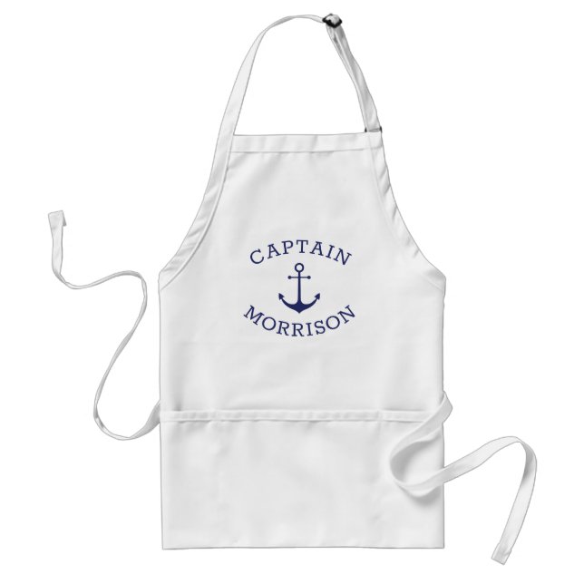 Custom Boat name Welcome Aboard nautical anchor Adult Apron (Front)